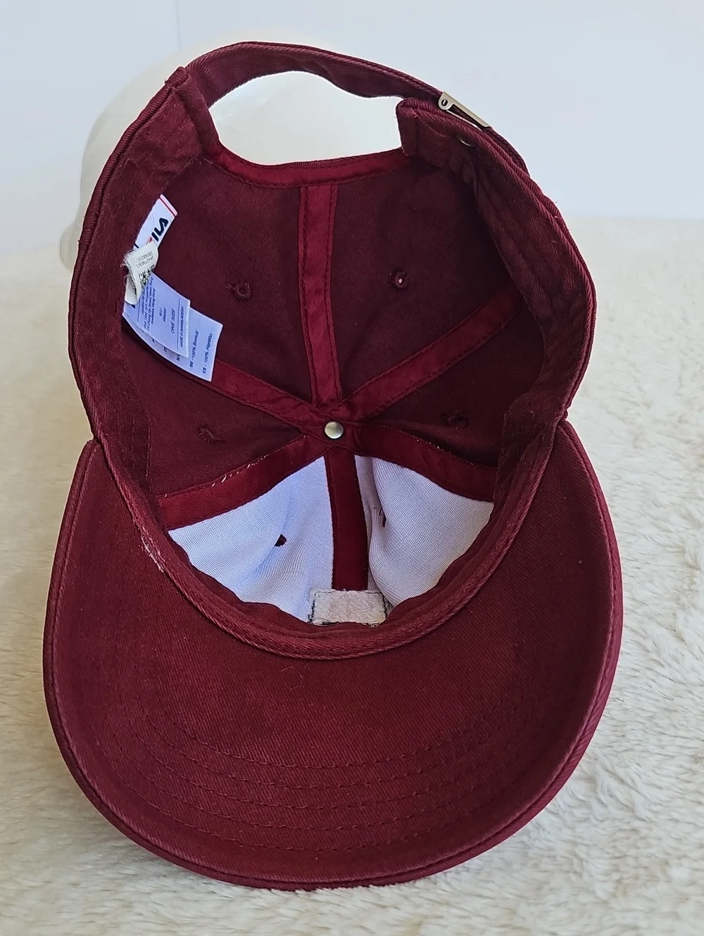 FILA Burgundy Red Logo Baseball Cap Hat One Size Adjustable